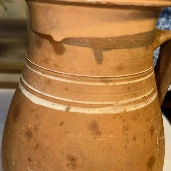 Vintage terracotta Clay Jugs with Handles - Rustic Handmade Pottery Set of 2 - Picture 6 of 11